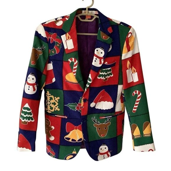 Opposuits Quilty Pleasure Christmas Blazer Jacket Men’s 36 Sports Coat - Picture 1 of 6